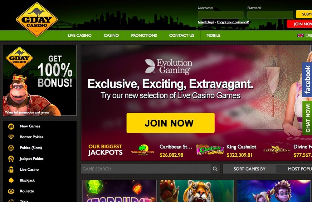 Gday Casino Bonus Codes