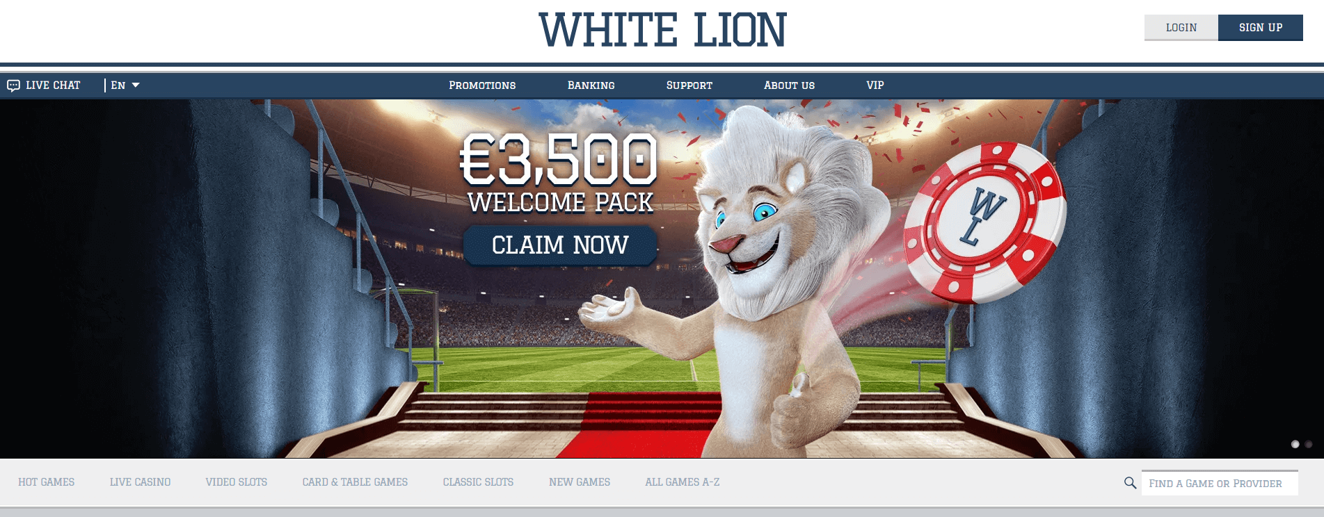 мобильная версия White Lion Casino  100 руб